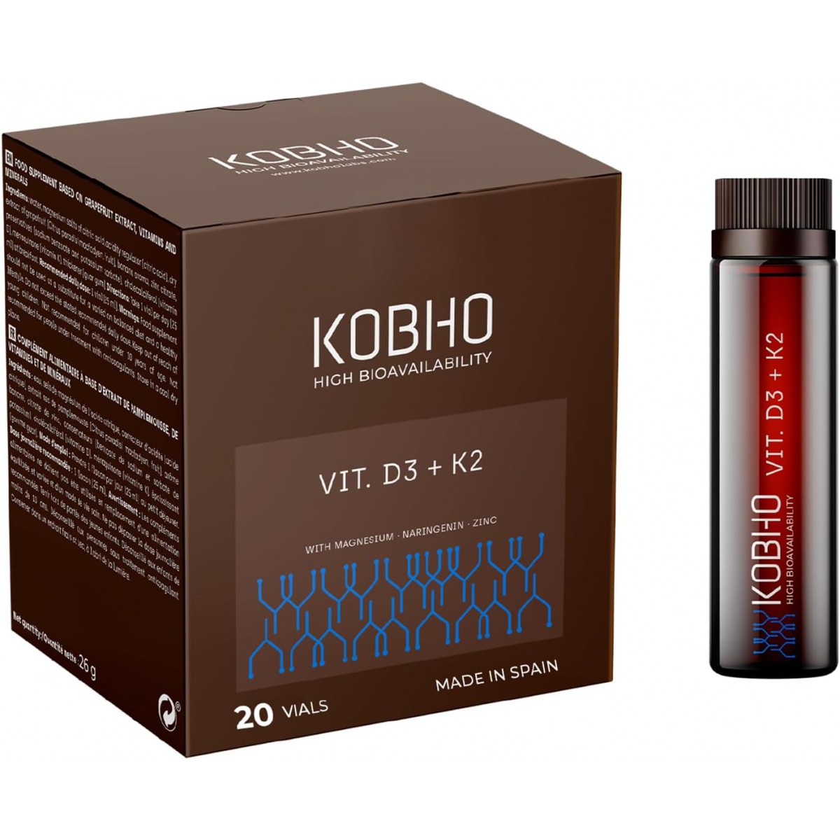 KOBHO VIT D3+K2 20 VIALES