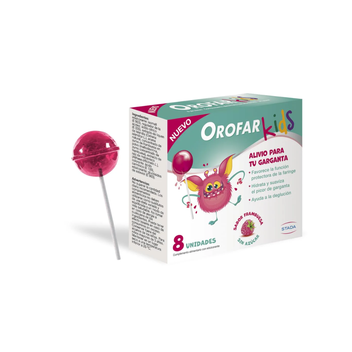 OROFAR KIDS 8 PIRULETA SABOR FRAMBUESA